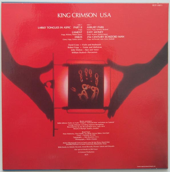 Back cover, King Crimson - USA