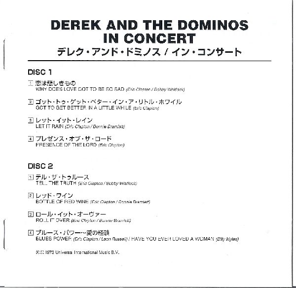 booklet, Derek + The Dominos - In Concert