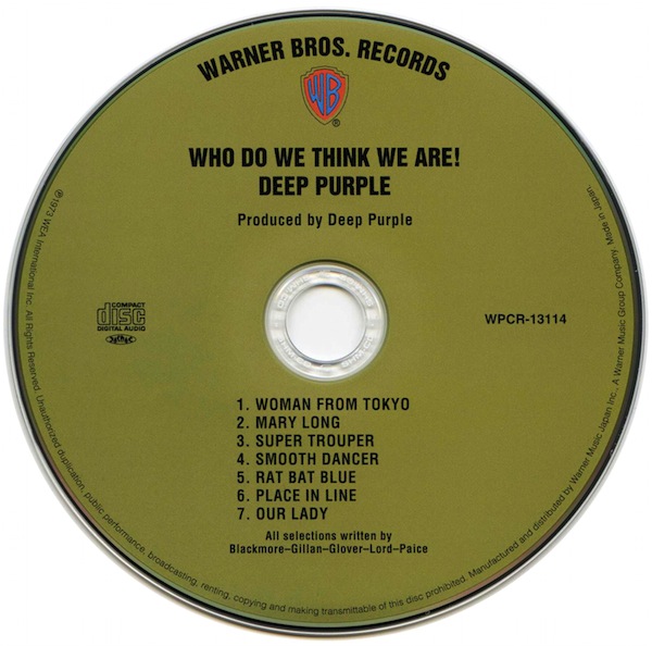 CD, Deep Purple - Who Do We Think We Are!