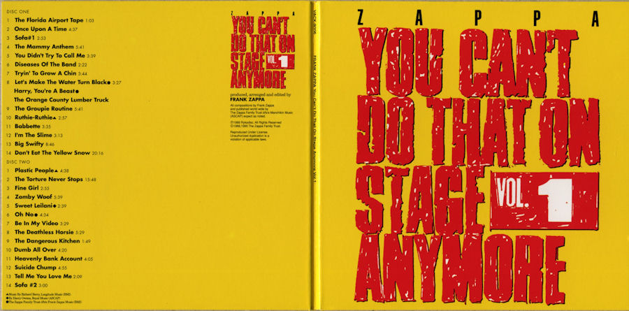 Front of Gatefold Sleeve, Zappa, Frank - You Can't Do That on Stage Anymore Vol.1