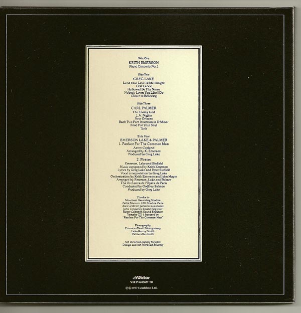 Back, Emerson, Lake + Palmer - Works Volume 1