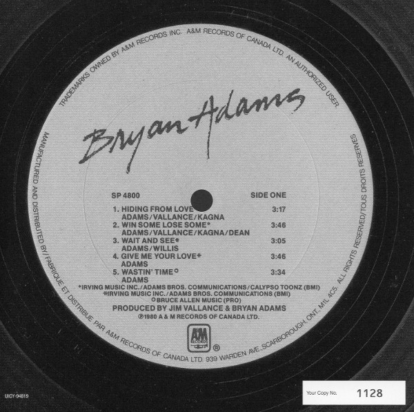 Serial card, Adams, Bryan - Bryan Adams (+1)