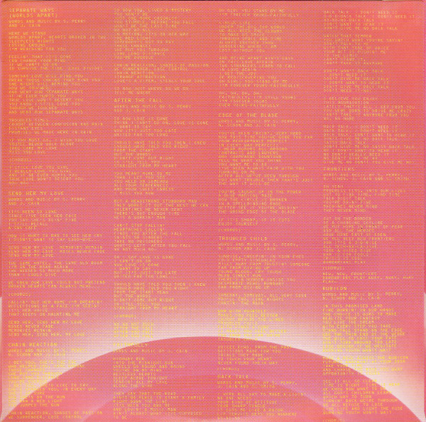 Back inner sleeve with lyrics printed, Journey - Frontiers