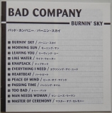 Bad Company - Burnin' Sky, Lyric book