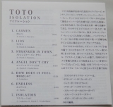 Toto - Isolation, Lyric book