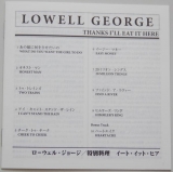 George, Lowell - Thanks I´ll Eat It Here, Lyric book
