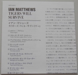 Matthews, Ian - Tiger Will Survive, Lyric book