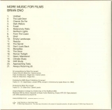 Eno, Brian - More Music For Films, Back cover