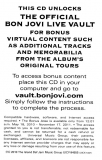 Bon Jovi - Lost Highway + 4 Live Tracks, Back access card