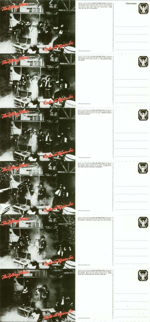 Postcards 1 to 6 - front and back, Rolling Stones (The) - Exile on Main Street