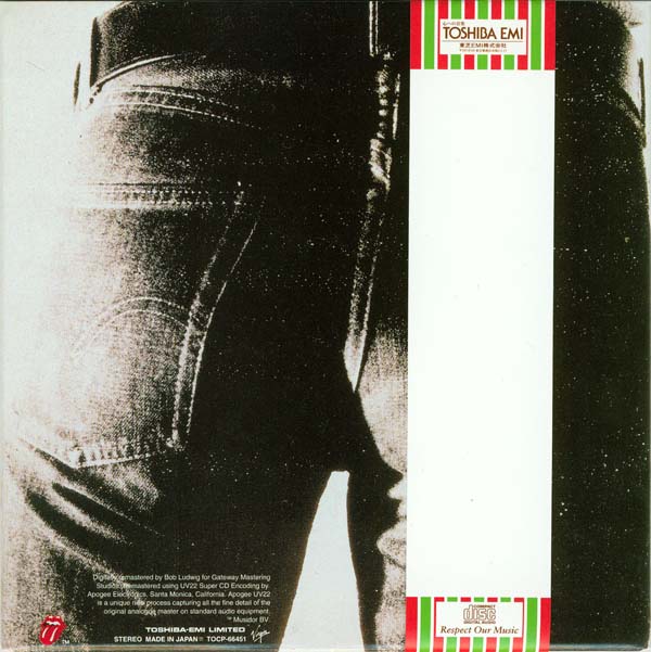 Back cover (with obi), Rolling Stones (The) - Sticky Fingers