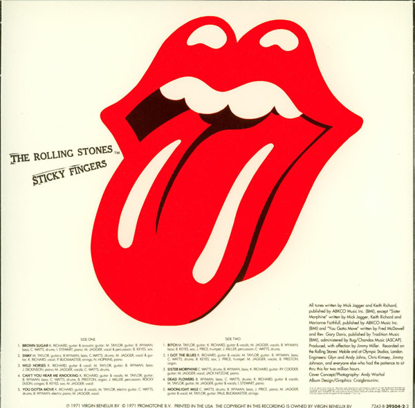 Inner sleeve Lick, Rolling Stones (The) - Sticky Fingers