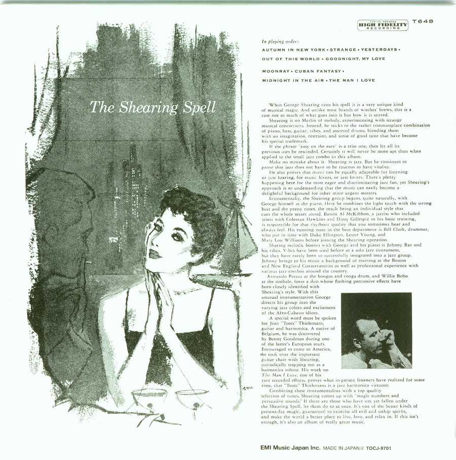 Back cover, Shearing, George - The Shearing Spell