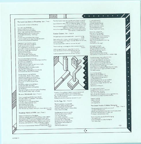 Sleeve 1 - front, Genesis - THE LAMB LIES DOWN ON BROADWAY
