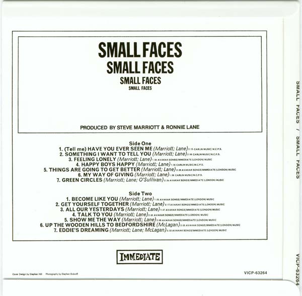 Back cover, Small Faces - Small Faces [Immediate]