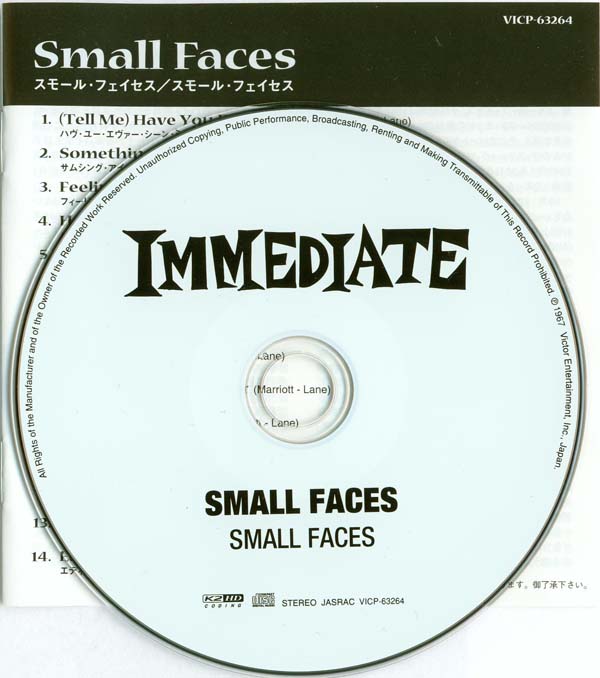 CD and insert, Small Faces - Small Faces [Immediate]