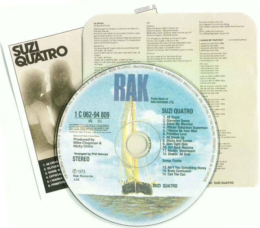 CD, Inner bag and insert, Quatro, Suzi - Suzi Quatro (aka Can the Can)