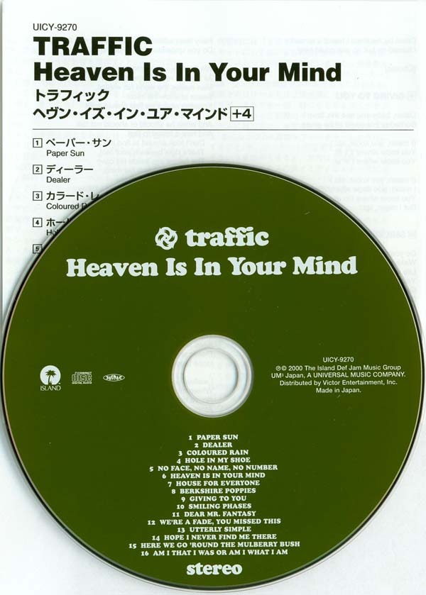 CD and insert, Traffic - Heaven Is In Your Mind +4