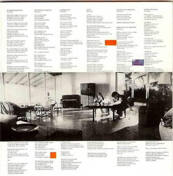 Inner Lyric Sleeve - side 2, McCartney, Paul - Tug Of War