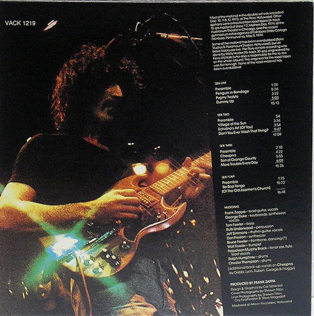 Back Cover, Zappa, Frank - Roxy and Elsewhere