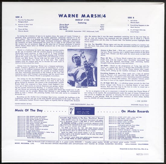 , Marsh, Warne - Quartet
