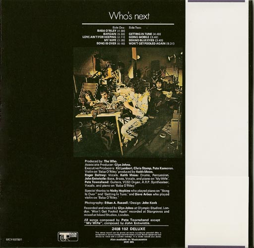 UK cover back w/OBI, Who (The) - Who's Next