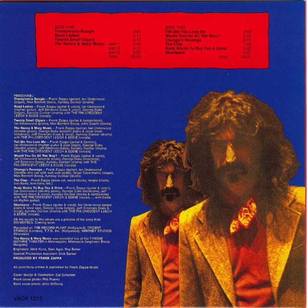 Back cover, Zappa, Frank - Chunga's Revenge