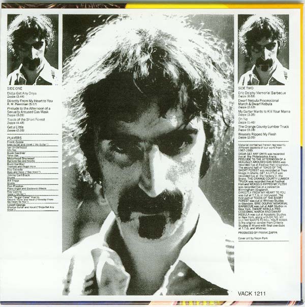 Back cover, Zappa, Frank - Weasels Ripped My Flesh